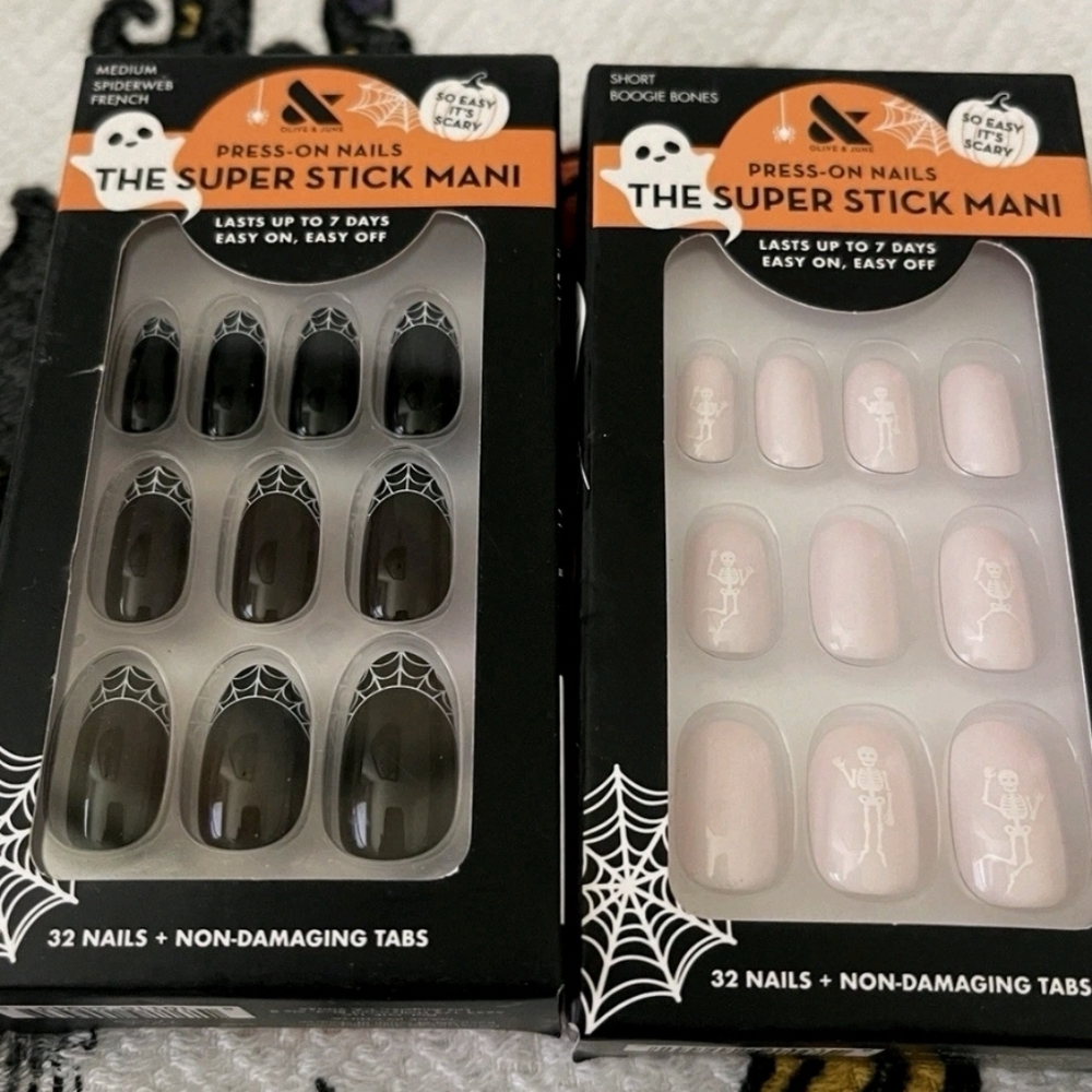 NWT Olive And June Halloween Super Stick Press-On Nails Bundle Of 2